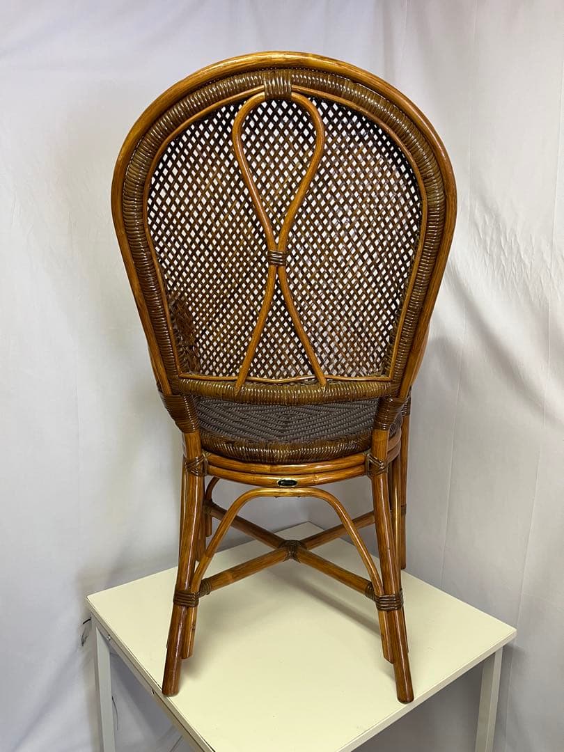 藤の椅子　Kazama ラタンチェア　昭和レトロ 二脚セット
