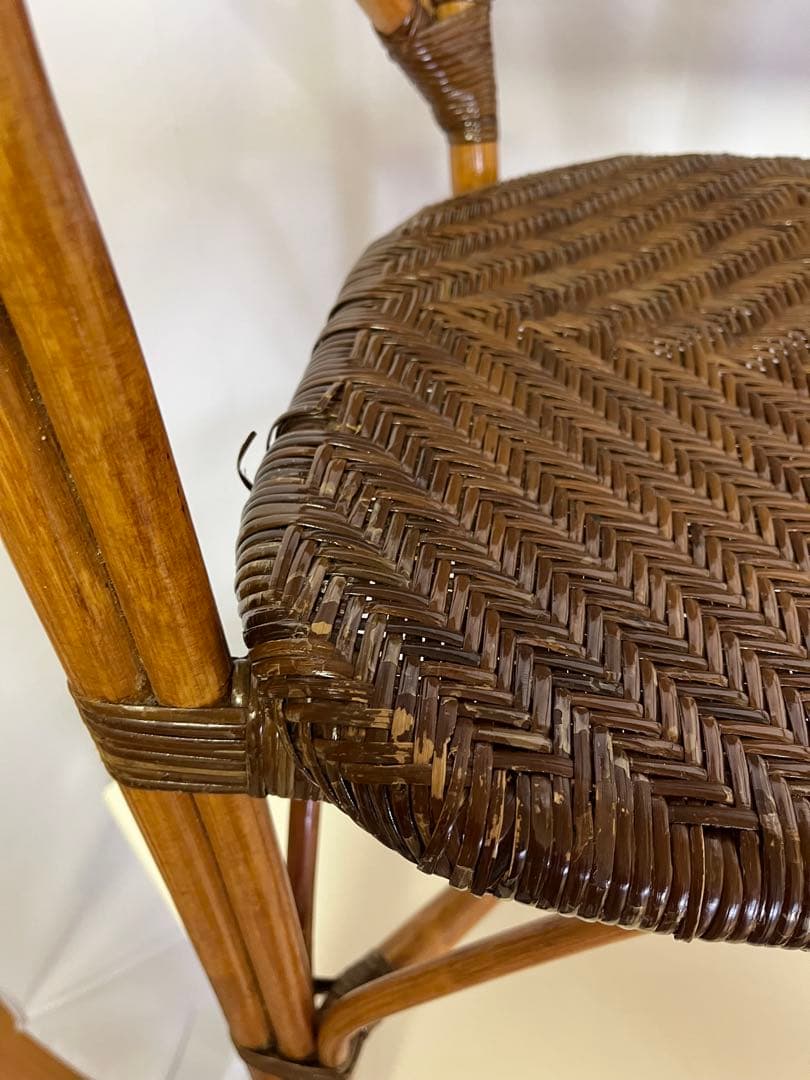 藤の椅子　Kazama ラタンチェア　昭和レトロ 二脚セット