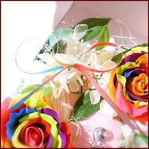 プリザーブドフラワーオルゴール　レインボーローズ　Aqua Timez 虹