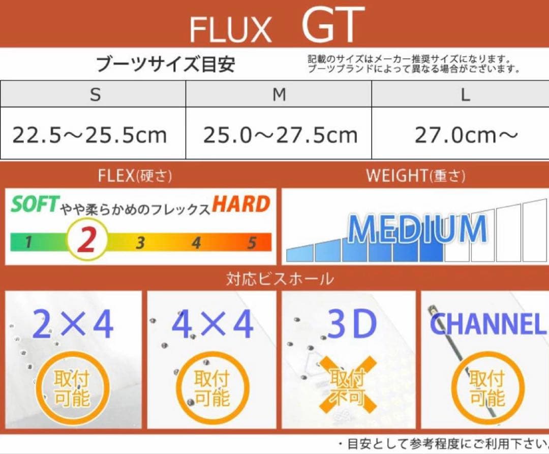 FLUX GT ビンディング 黒とオレンジ Sサイズ