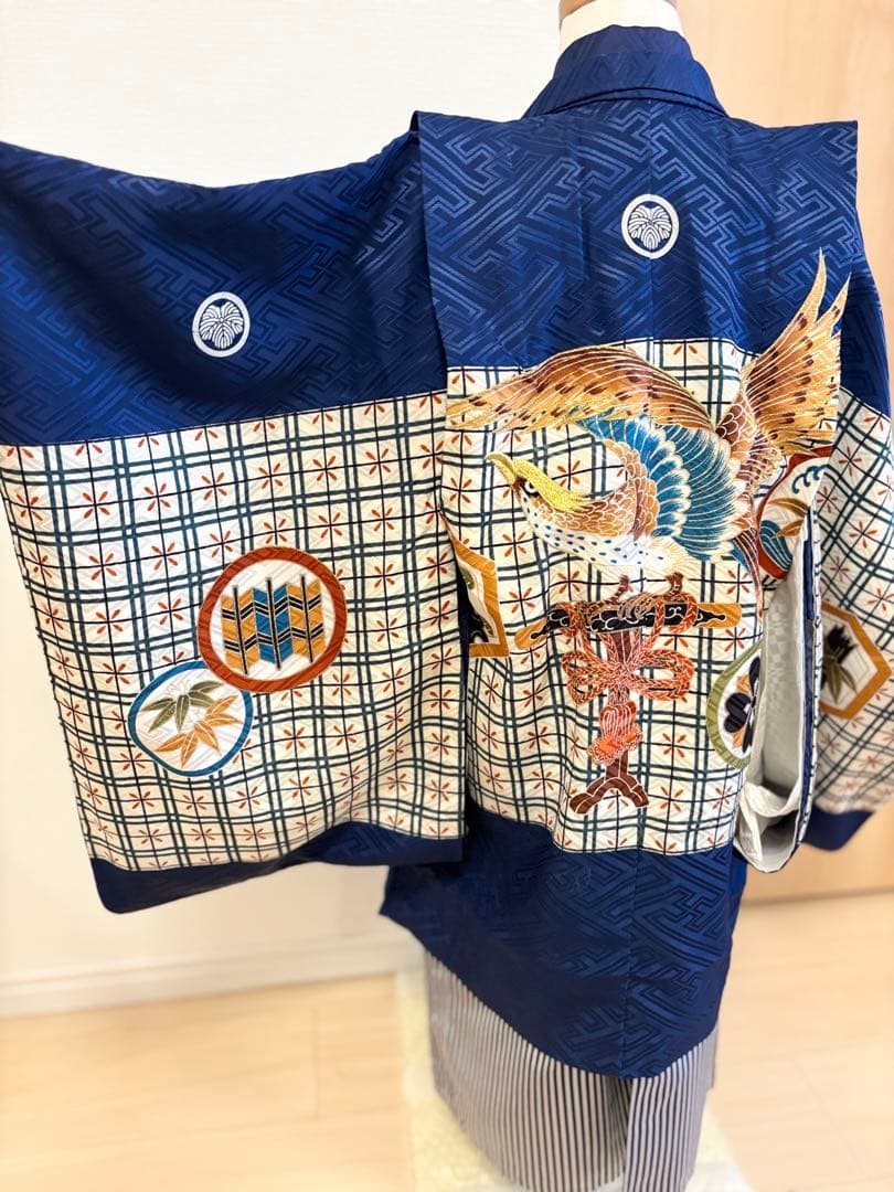 七五三 5歳 袴 羽織 紺 仙台平 M2506092