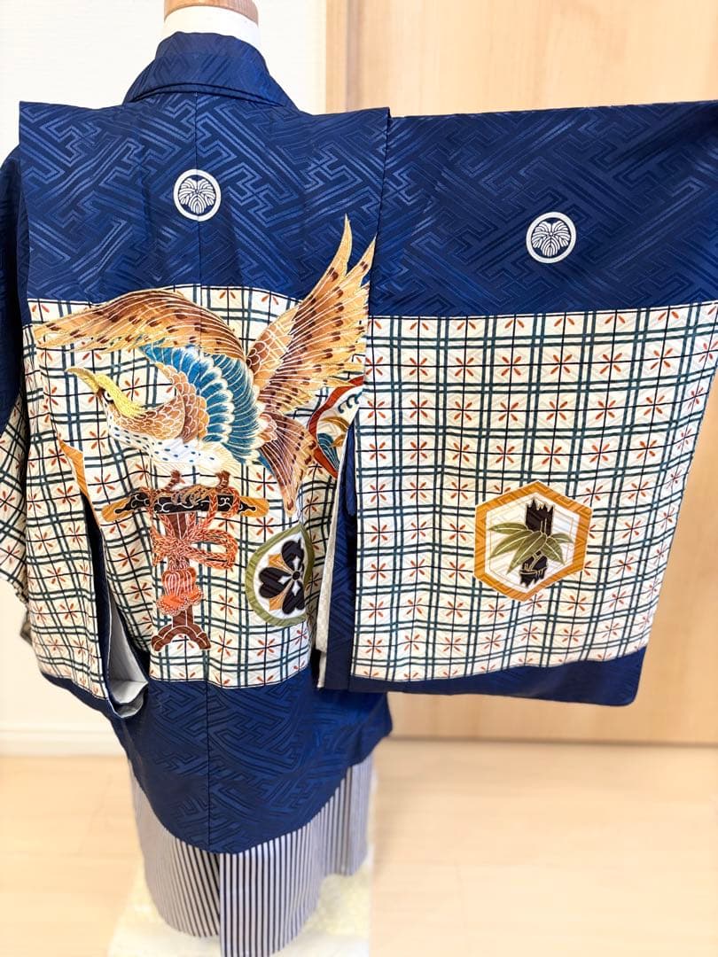 七五三 5歳 袴 羽織 紺 仙台平 M2506092