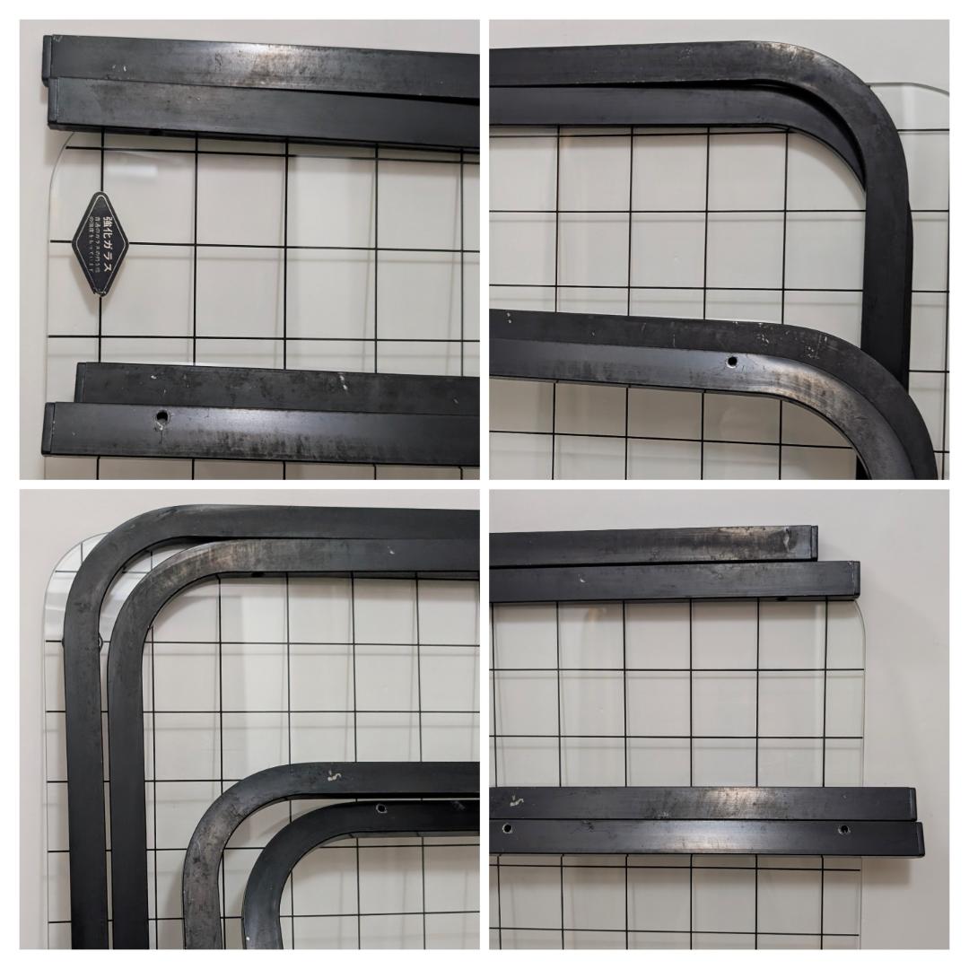 グリッド柄 リビング ガラス テーブル 黒 80s ビンテージ ポップ