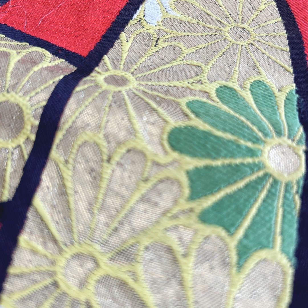 七五三美品フルセット７歳女の子新品未使用着物長襦袢丸帯草履バッグ小物化繊赤地菊梅