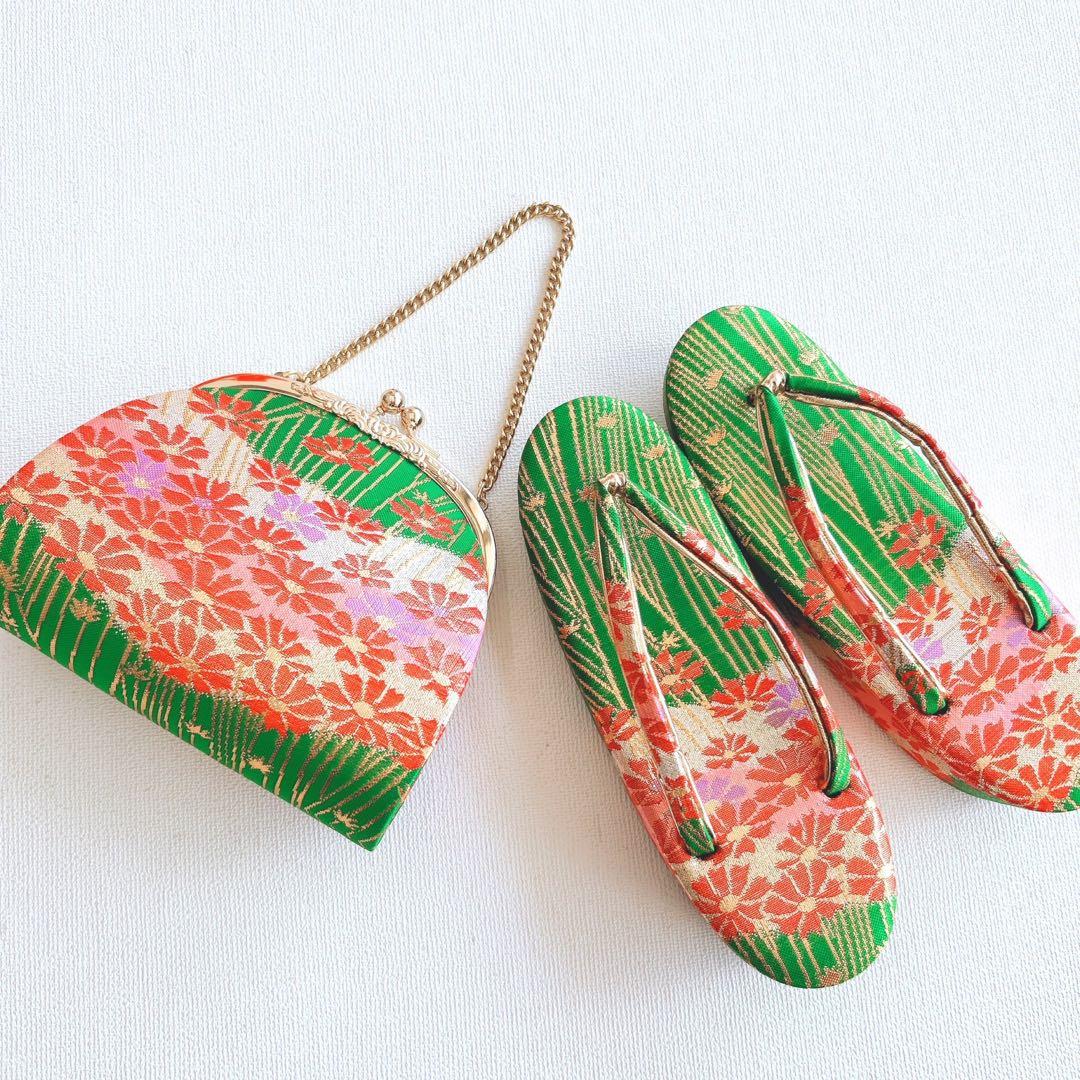 七五三美品フルセット７歳女の子新品未使用着物長襦袢丸帯草履バッグ小物化繊赤地菊梅