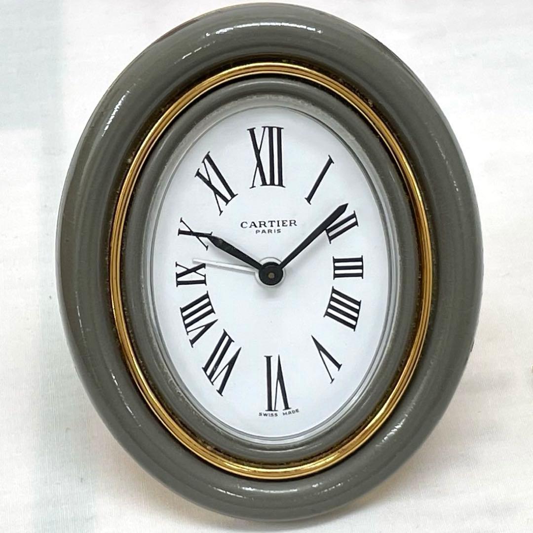 【T】Cartierアラームクロック 置時計 アンティーク 手巻 現状品