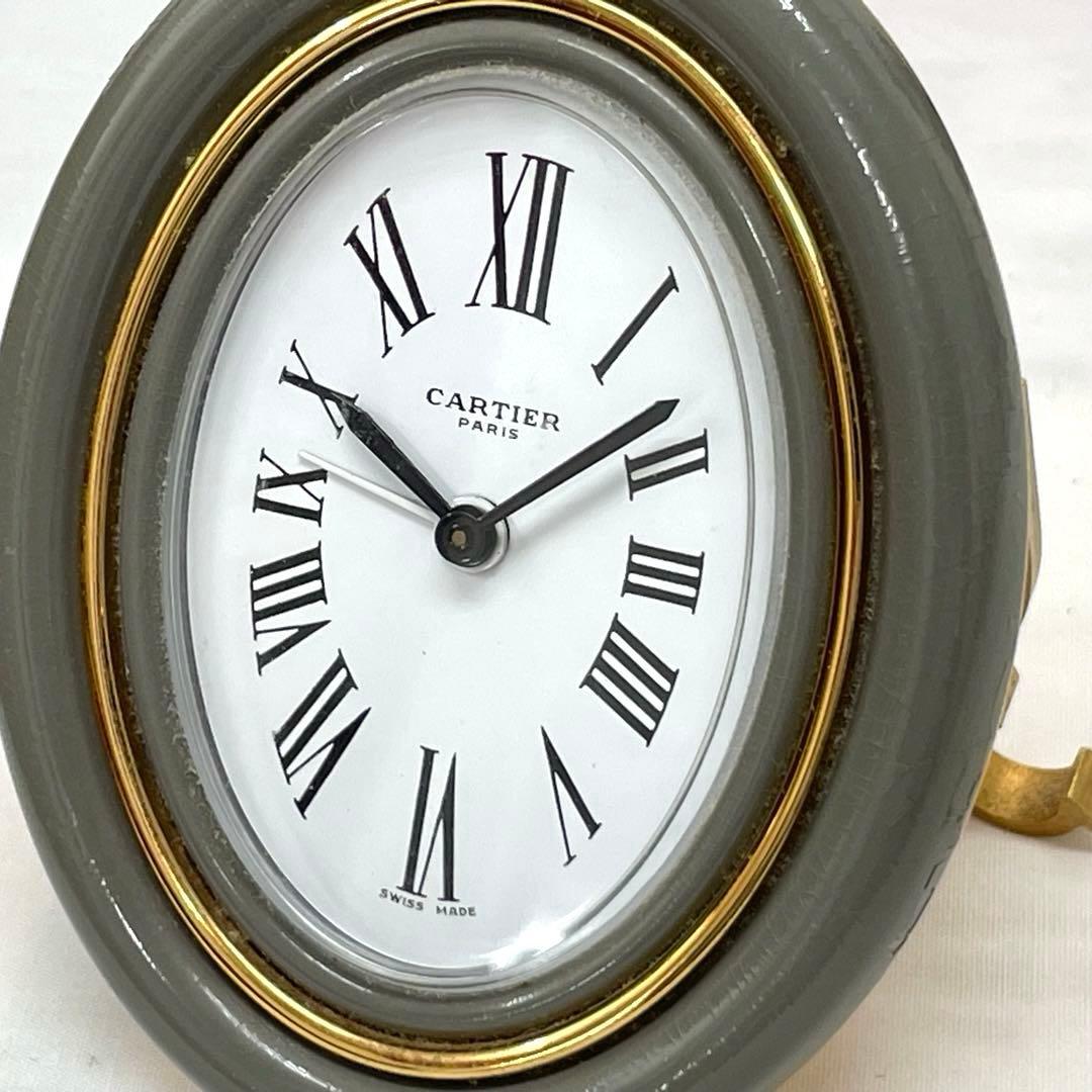 【T】Cartierアラームクロック 置時計 アンティーク 手巻 現状品