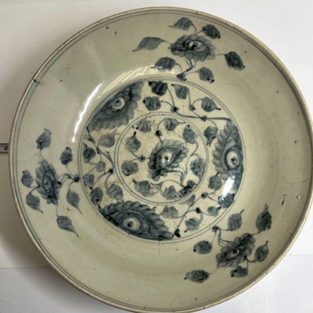 中国民時代　南京　古染付　大皿　幅約31.5cm 東K8-0202☆2F トヒチ