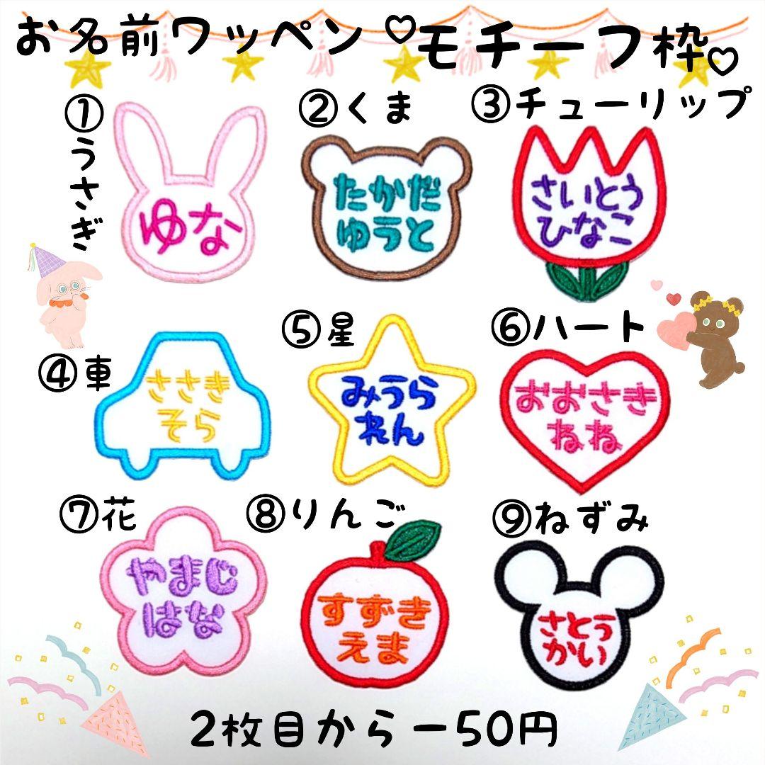 お名前ワッペン『モチーフ枠』