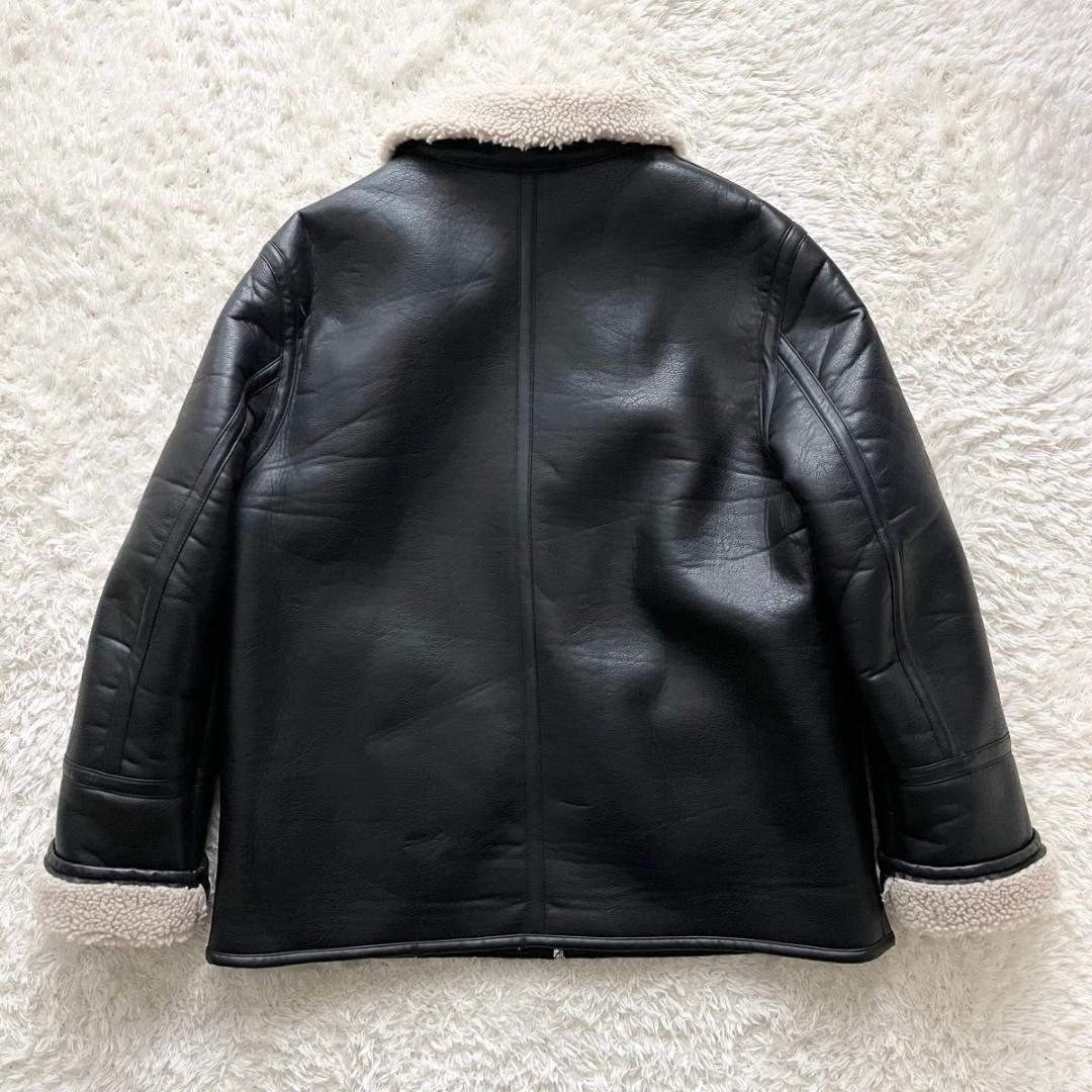 【美品】  フェイクムートン ボンバージャケット B-3 ブラック XL