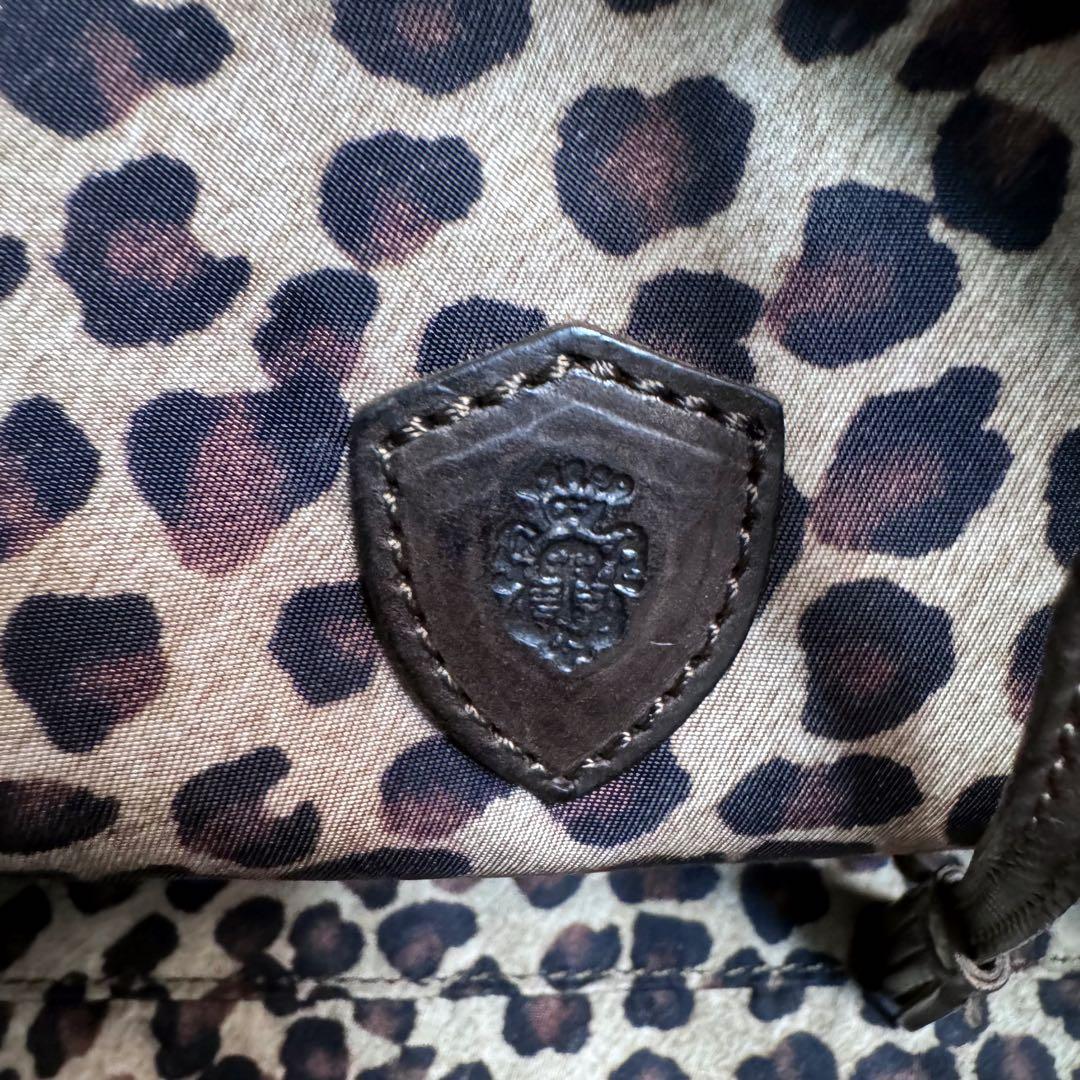 美品✨フェリージ　トートバッグ　リバーシブル　レオパード　03-28 カーキ