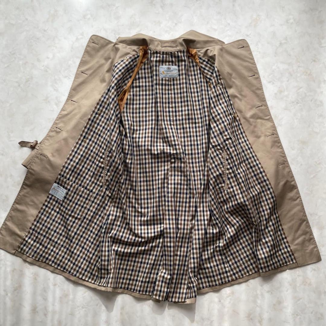 希少80s　Aquascutum　トレンチコート　チェック　英国製　XL〜XXL