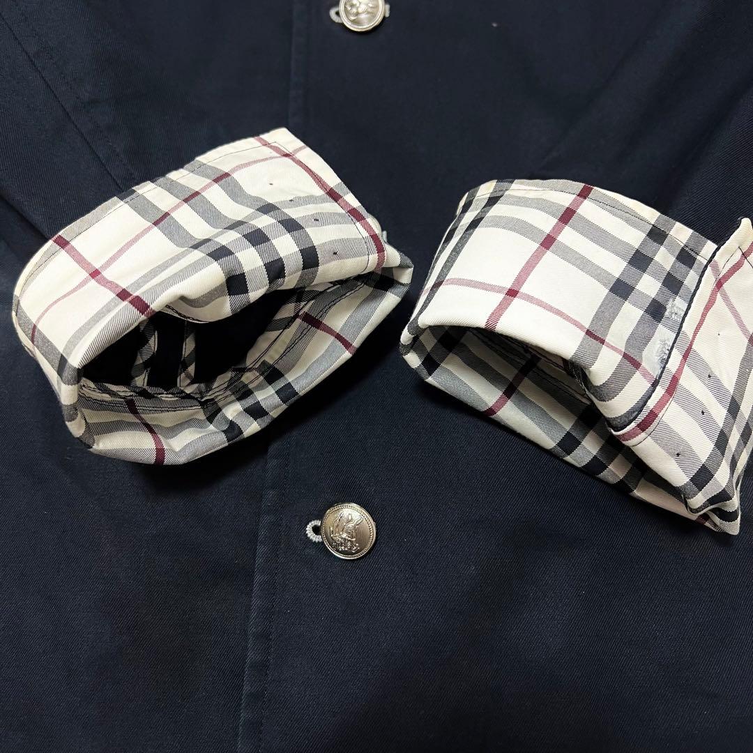 BURBERRY バーバリー✨️マリンコート　銀ボタン　ノバチェック　刺繍ロゴ　Ｍ