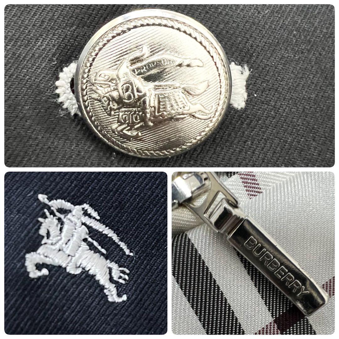 BURBERRY バーバリー✨️マリンコート　銀ボタン　ノバチェック　刺繍ロゴ　Ｍ