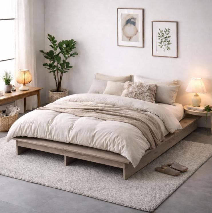 すのこベッド ベッドフレーム ダブルサイズ 木製 ロータイプ