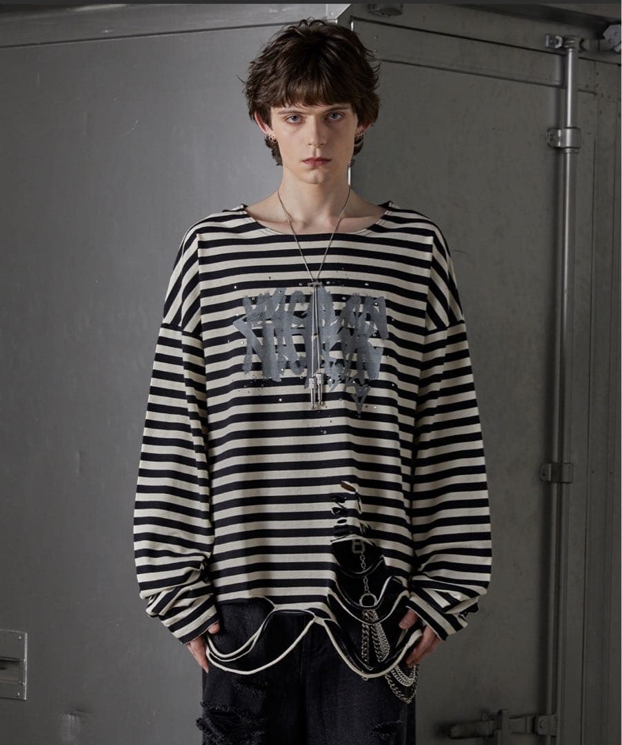 GRANCY　ダメージロンT　Y2K　ラインストーン