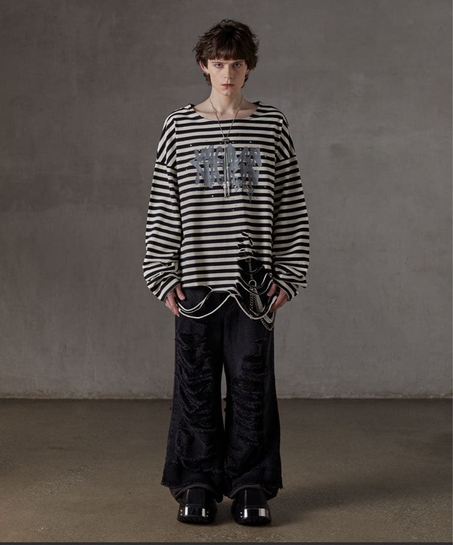 GRANCY　ダメージロンT　Y2K　ラインストーン