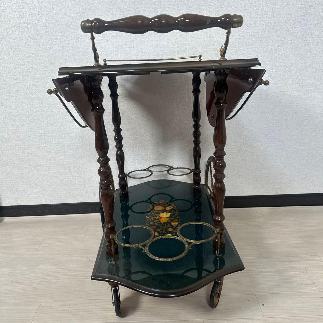 イタリア製 キッチンワゴン バタフライ 象嵌 高級 ワゴンテーブル i1※