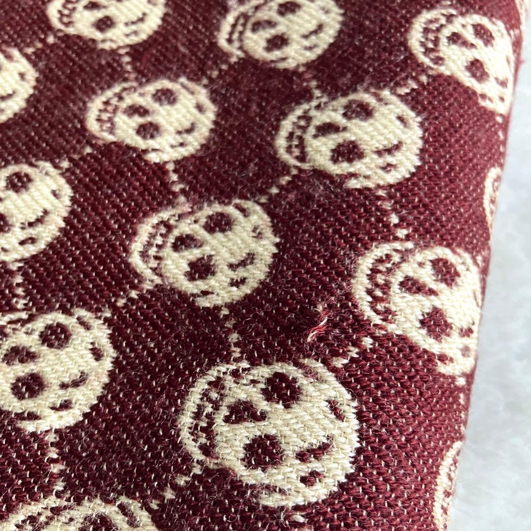 アレキサンダーマックイーン ウール スカルジャガード フリンジマフラー ブラウン