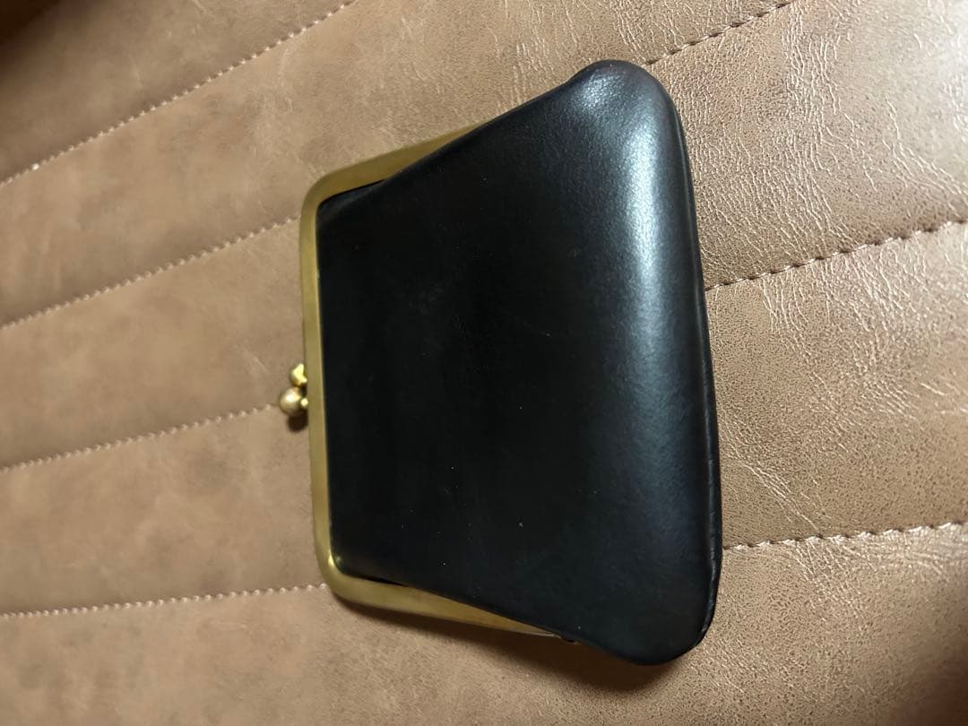 がま口財布真鍮口金　エルバマット　ブラック　encyoku creem