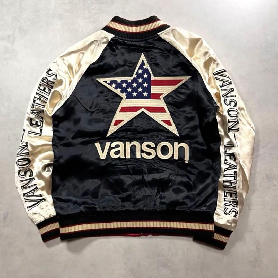 VANSON リバーシブル スカジャン スター ロゴ 刺繍 バンソン 星 鷹