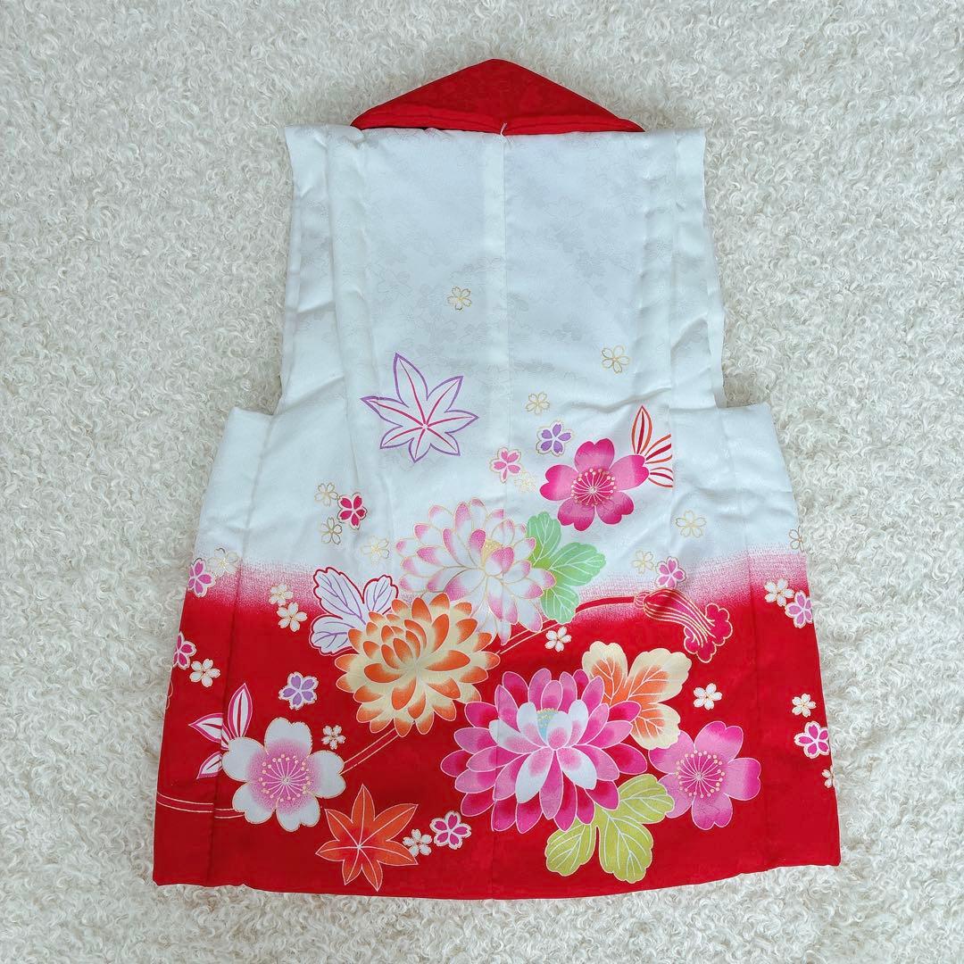 七五三 3歳 女の子 着物 被布セット ピンク 花柄 チェック