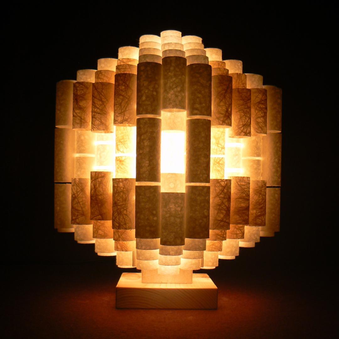 和紙の手作りランプシェード　美濃和紙使用　[ 楽 ] 9-1　癒しの一点物作品