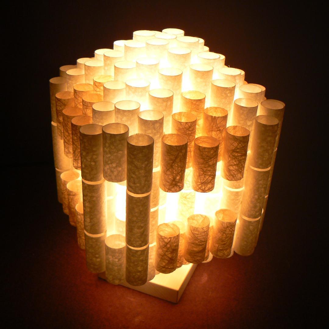 和紙の手作りランプシェード　美濃和紙使用　[ 楽 ] 9-1　癒しの一点物作品