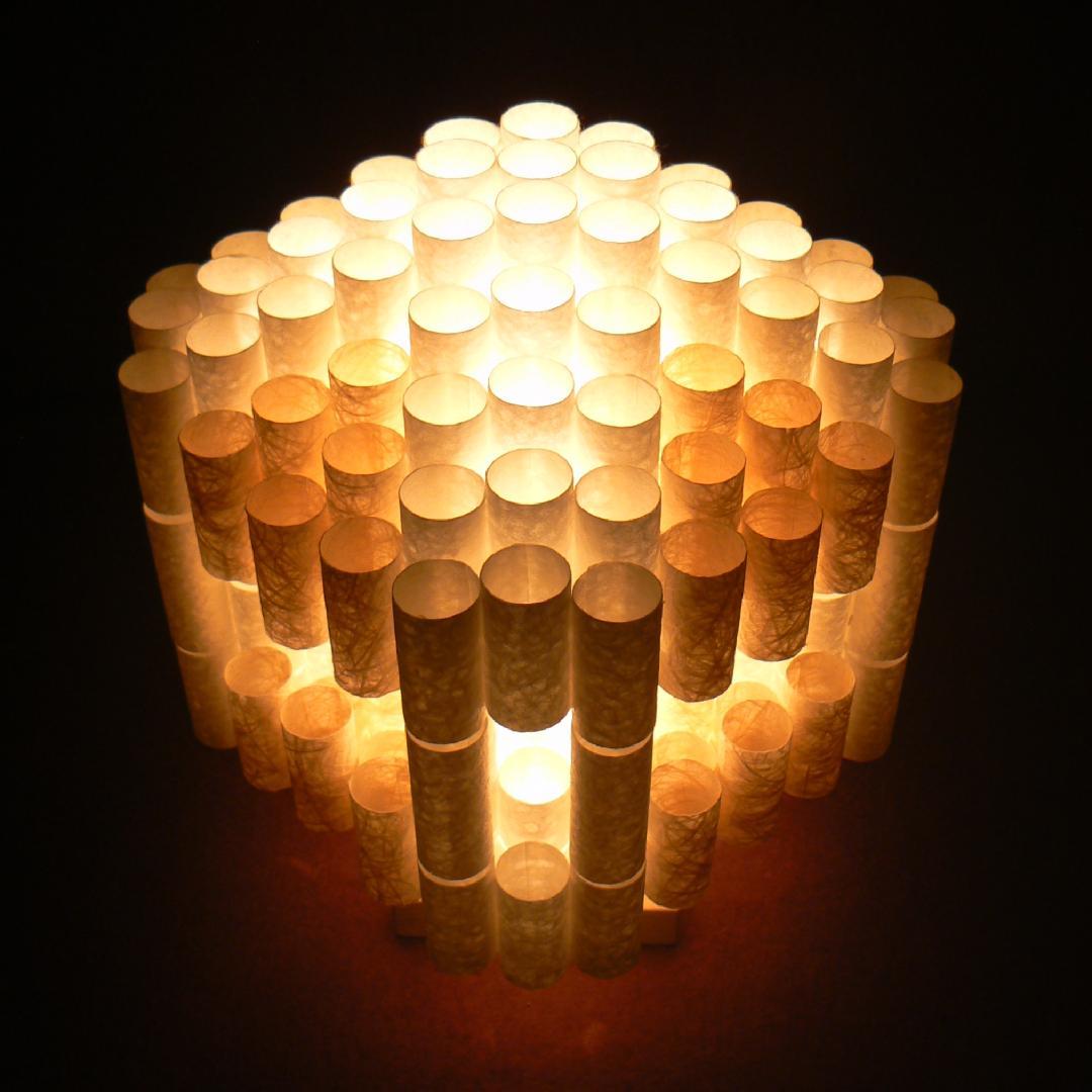 和紙の手作りランプシェード　美濃和紙使用　[ 楽 ] 9-1　癒しの一点物作品