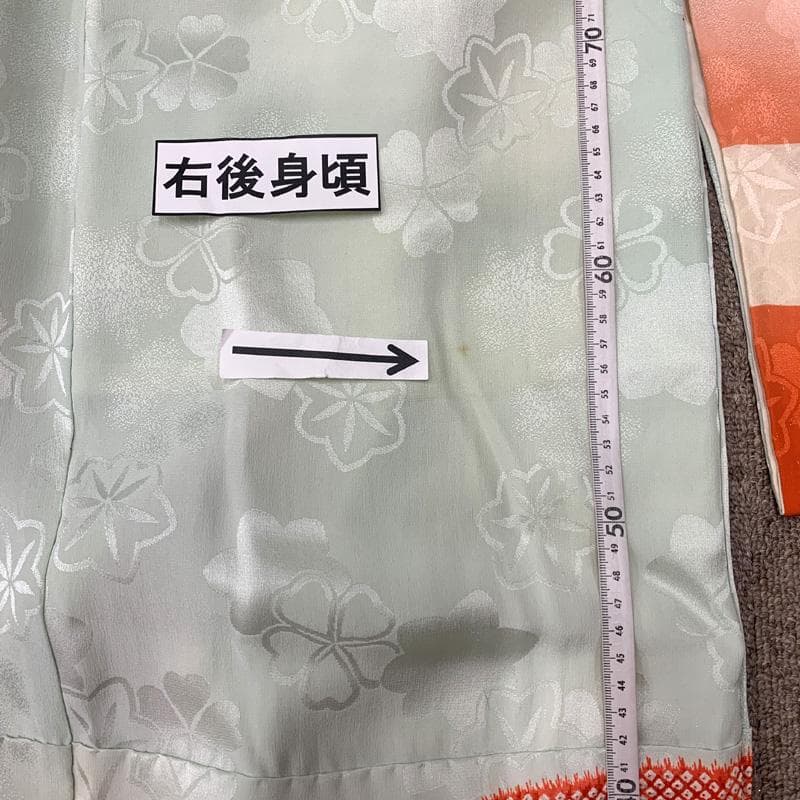 504ag64□七五三 七歳 セミアンティーク 女児 着物&袋帯 銀彩 菊□