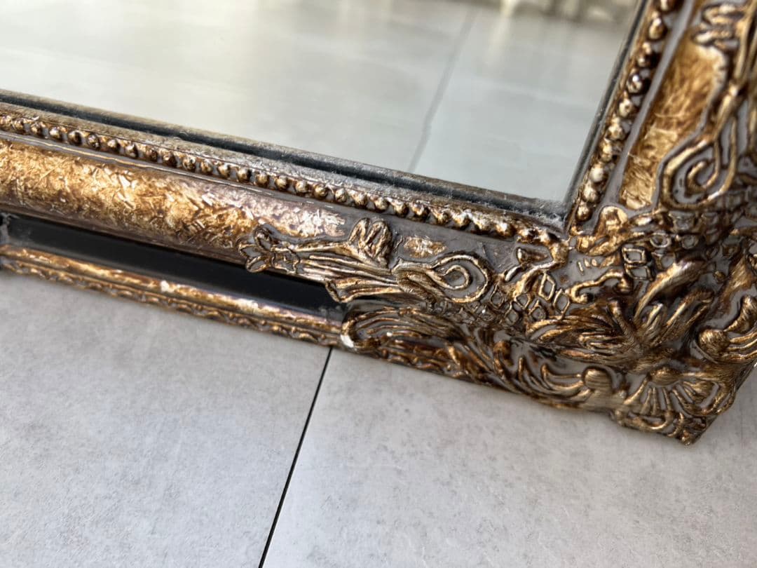 アンティーク調　鏡　フレーム スタンドミラー