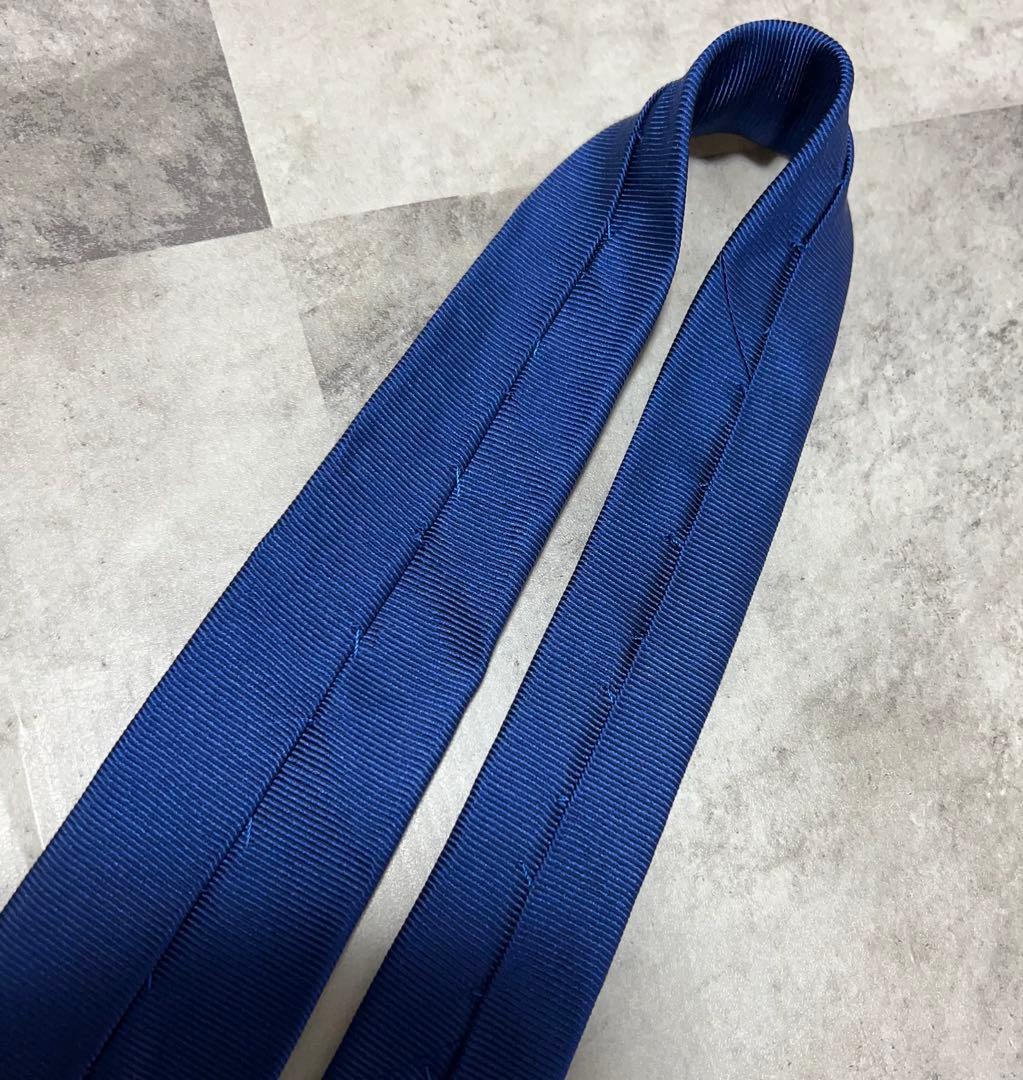 LUIGI BORRELLI ネクタイ ソリッド ブルー 光沢