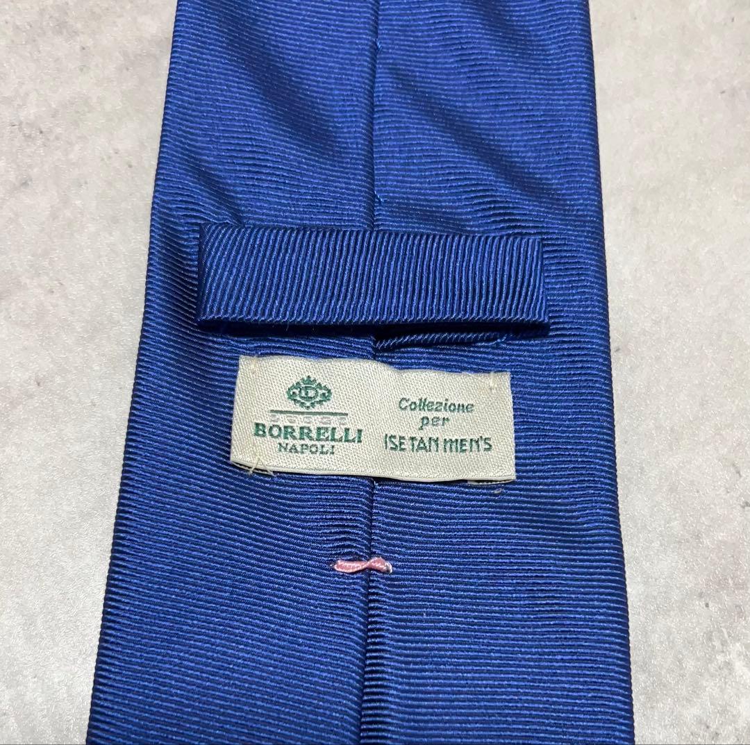 LUIGI BORRELLI ネクタイ ソリッド ブルー 光沢