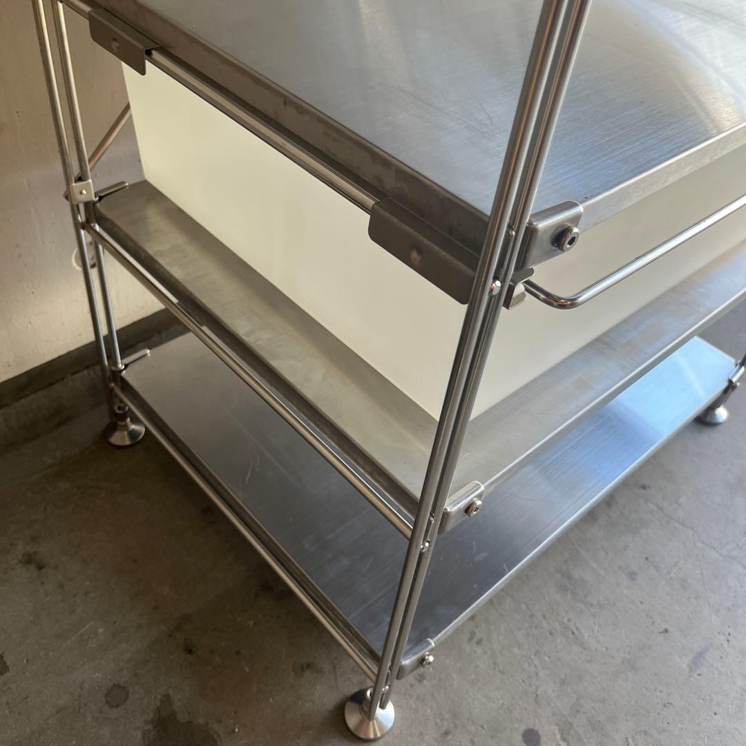 美品・廃盤ＰＰバスケット付★無印 ステンレスユニットシェルフ・ステンレス棚セット