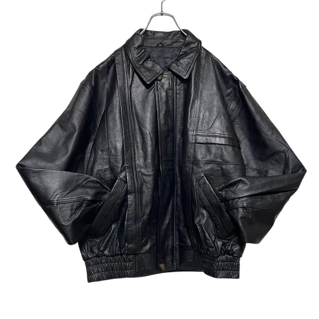 未使用級【vintage】羊革 本革ラムレザーシングルライダースジャケット 黒M