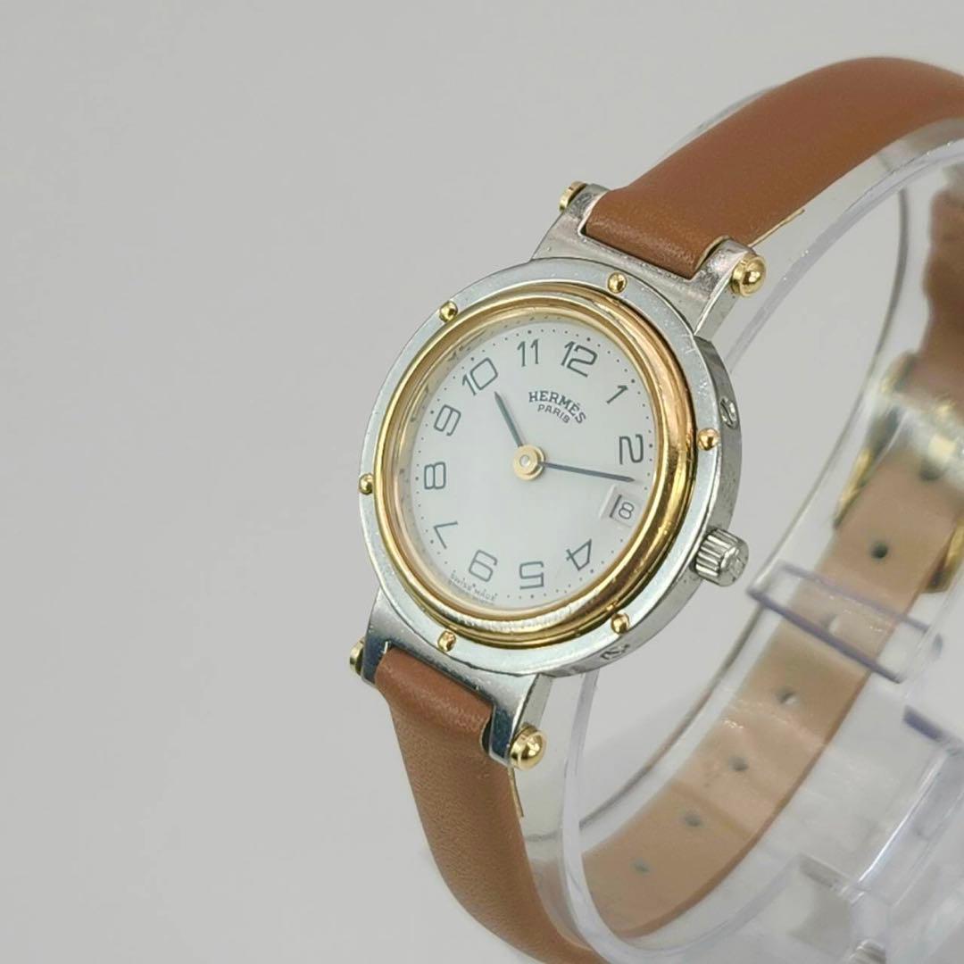 新品ベルト✨　エルメス　クリッパー　レディース　腕時計　クォーツ　ホワイト文字盤