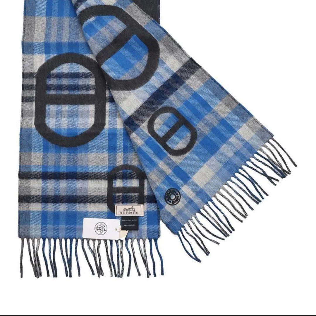 新品 エルメス マフラー メンズ 箱付き タータンマイヨン