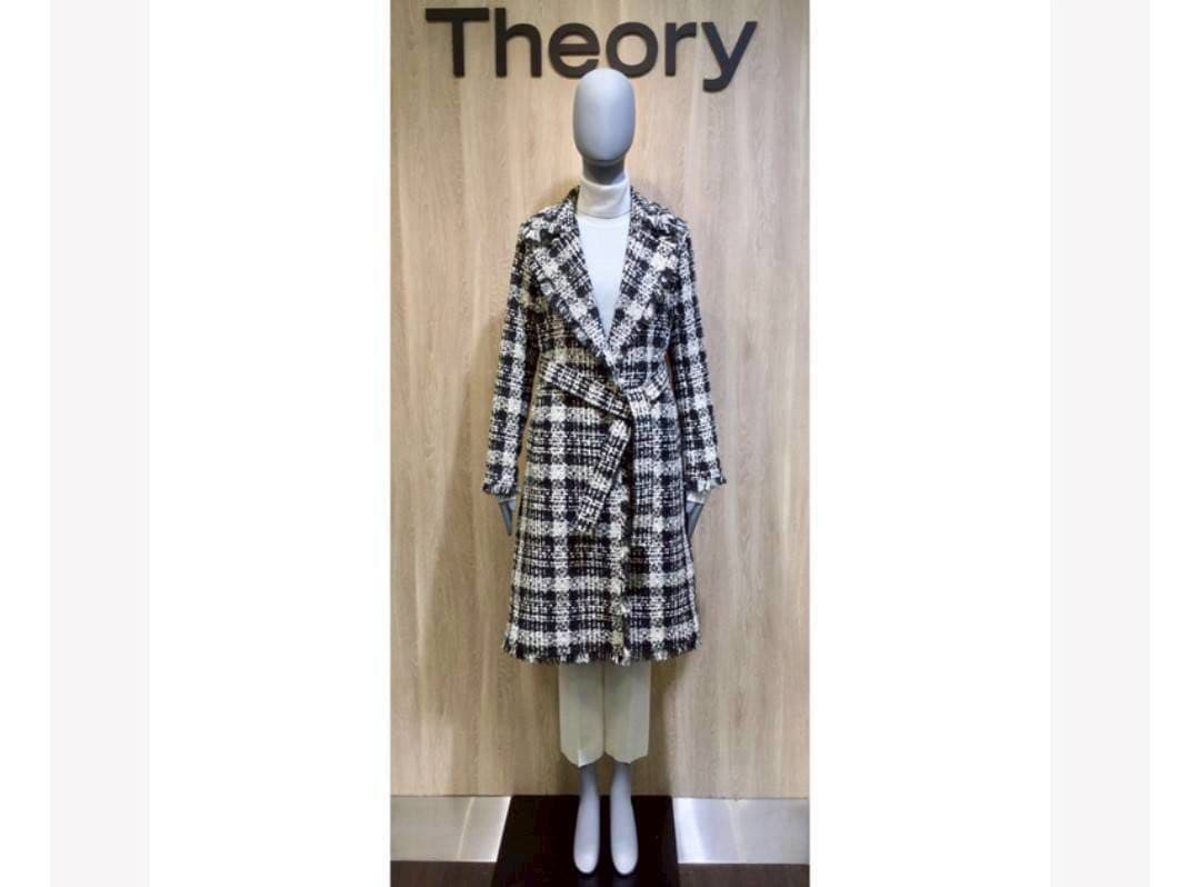 極美品✨️セオリー　ツイード　ガウンコート　ベルト　ロング丈　セレモニー　S