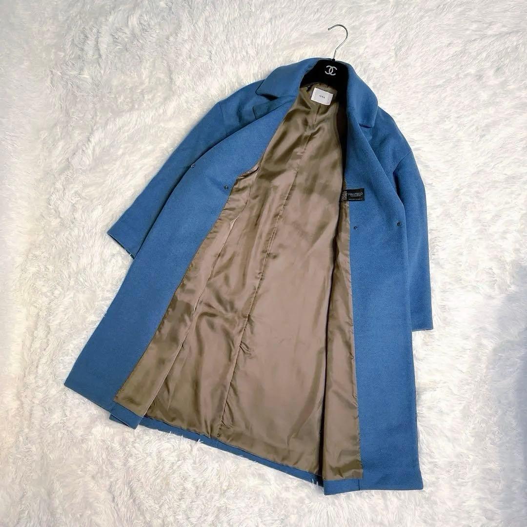 極美品 イエナ オーバー チェスターコート マンテコ ブルー MANTECO S