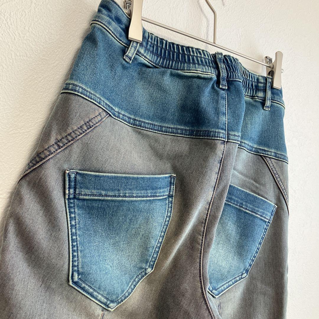 キューブキューブ　センソユニコ デニムパンツ 38 パッチワーク 切替　変形