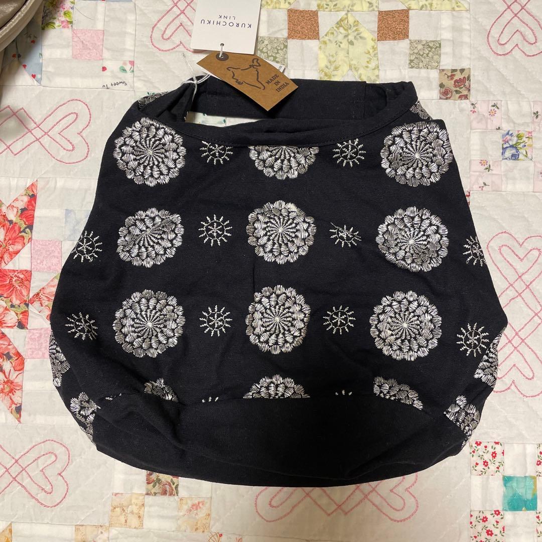 KUROCHIKU 花柄エコバッグ 黒　タグ付