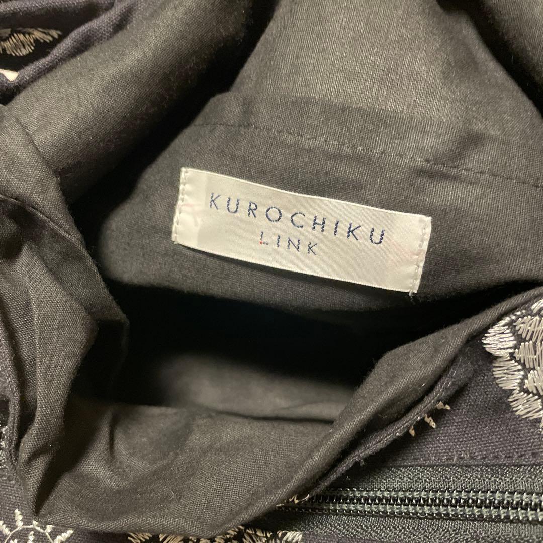 KUROCHIKU 花柄エコバッグ 黒　タグ付