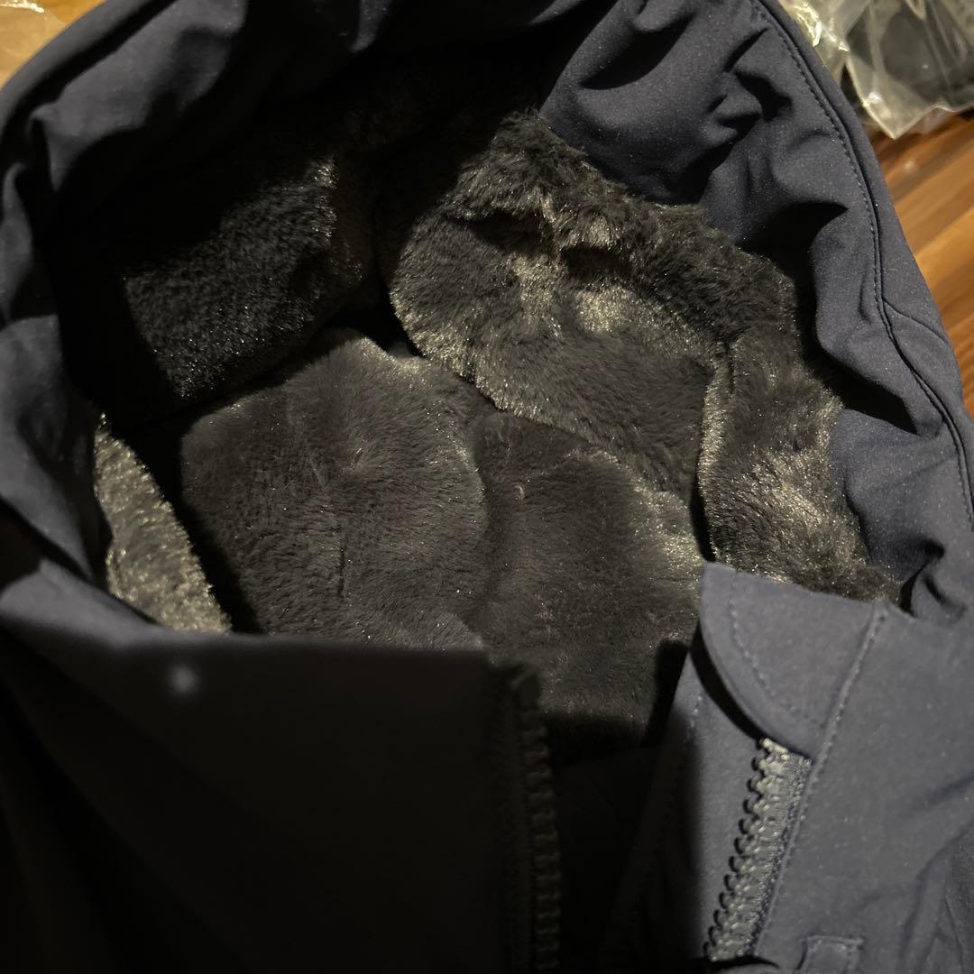 美品 セイブザダック エコダウンジャケット ネイビー　短丈　フード防風　防水