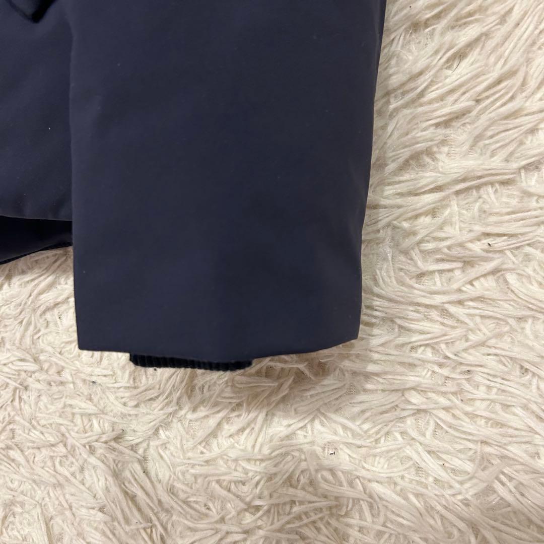 美品 セイブザダック エコダウンジャケット ネイビー　短丈　フード防風　防水