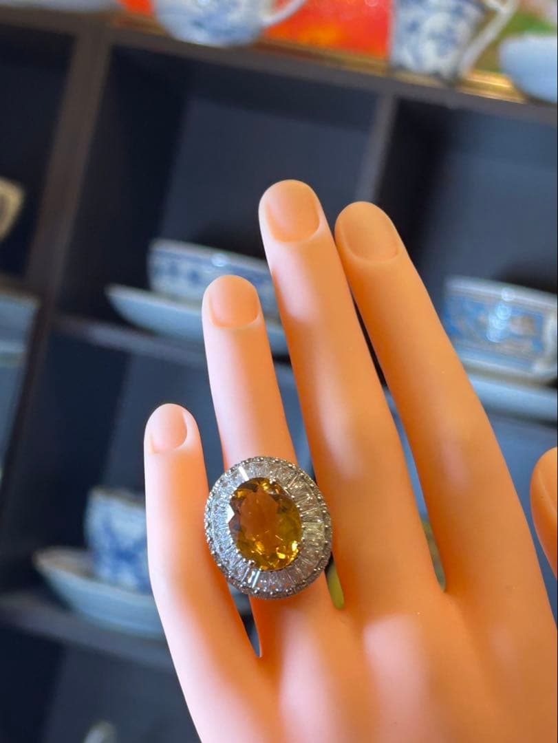 c*e様 天然石シトリン10.00ctサイズ限定9号リング