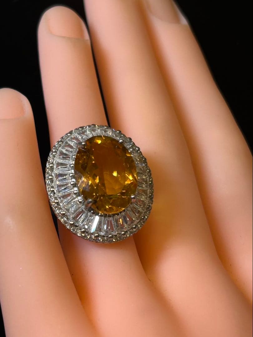 c*e様 天然石シトリン10.00ctサイズ限定9号リング