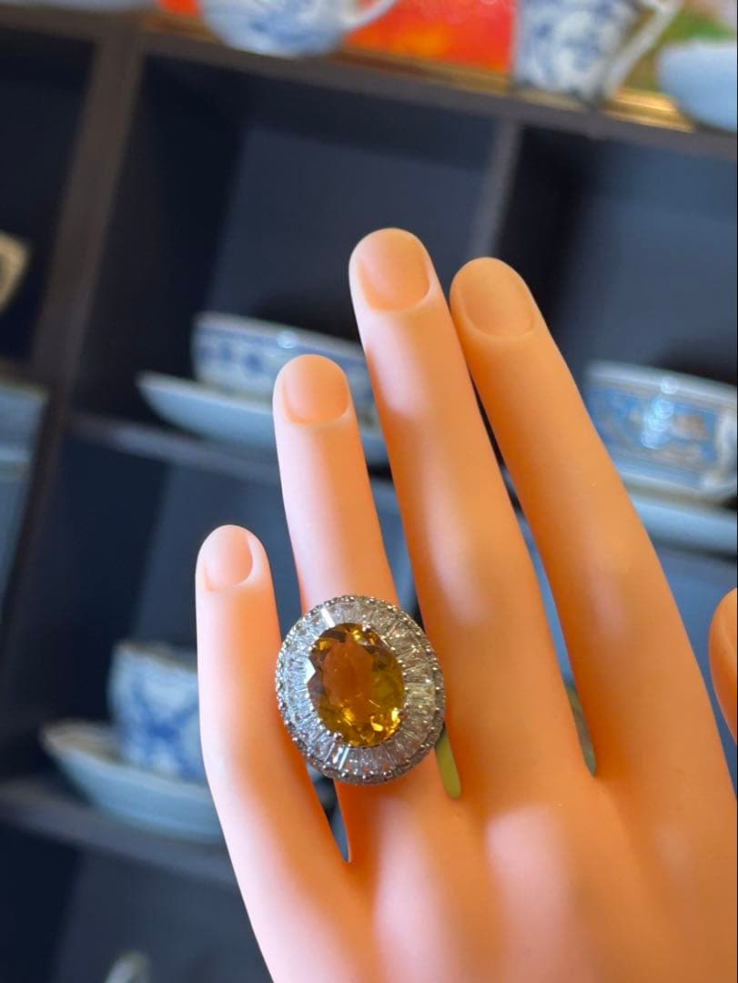 c*e様 天然石シトリン10.00ctサイズ限定9号リング