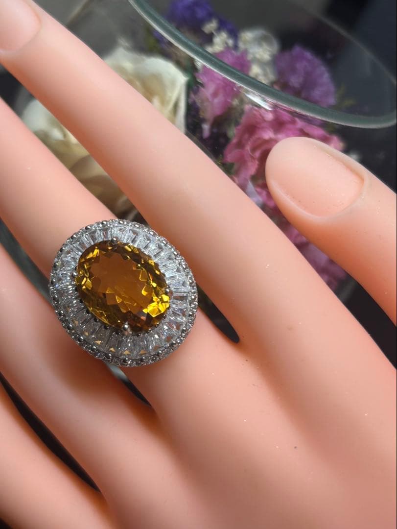 c*e様 天然石シトリン10.00ctサイズ限定9号リング