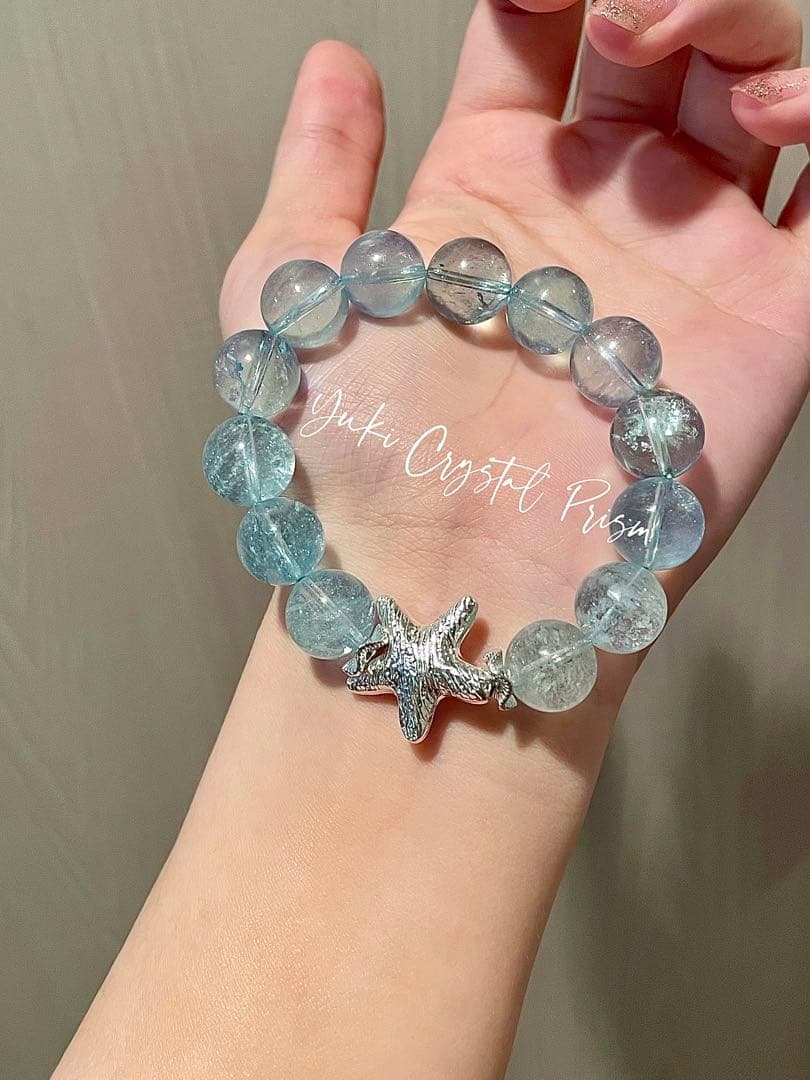 高品質アクアマリン　天然石ブレスレットYuki Crystal Prism