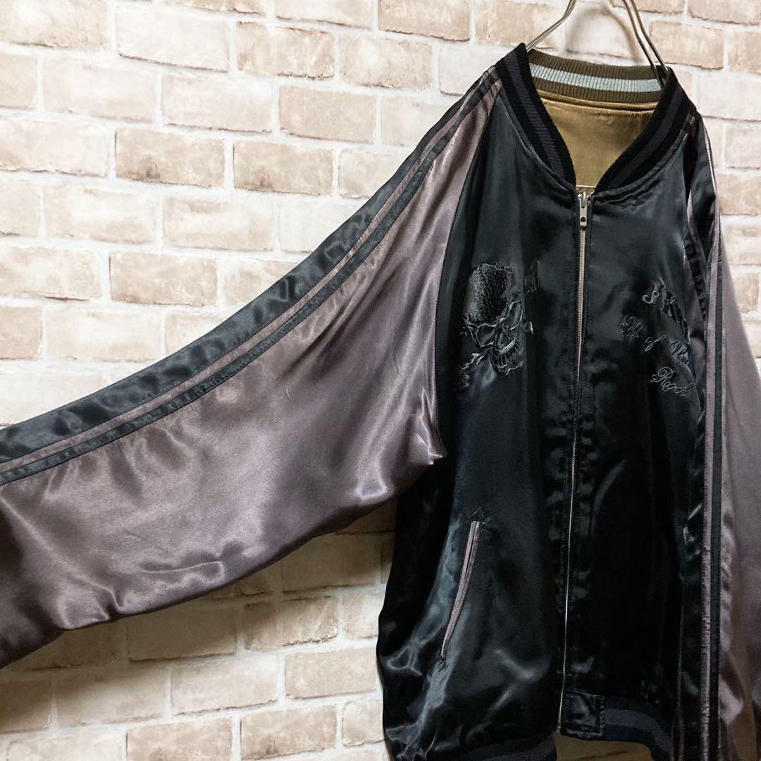 ☆リバーシブル☆JKPD☆スカジャン☆刺繍☆スカル☆ビックロゴ☆XL